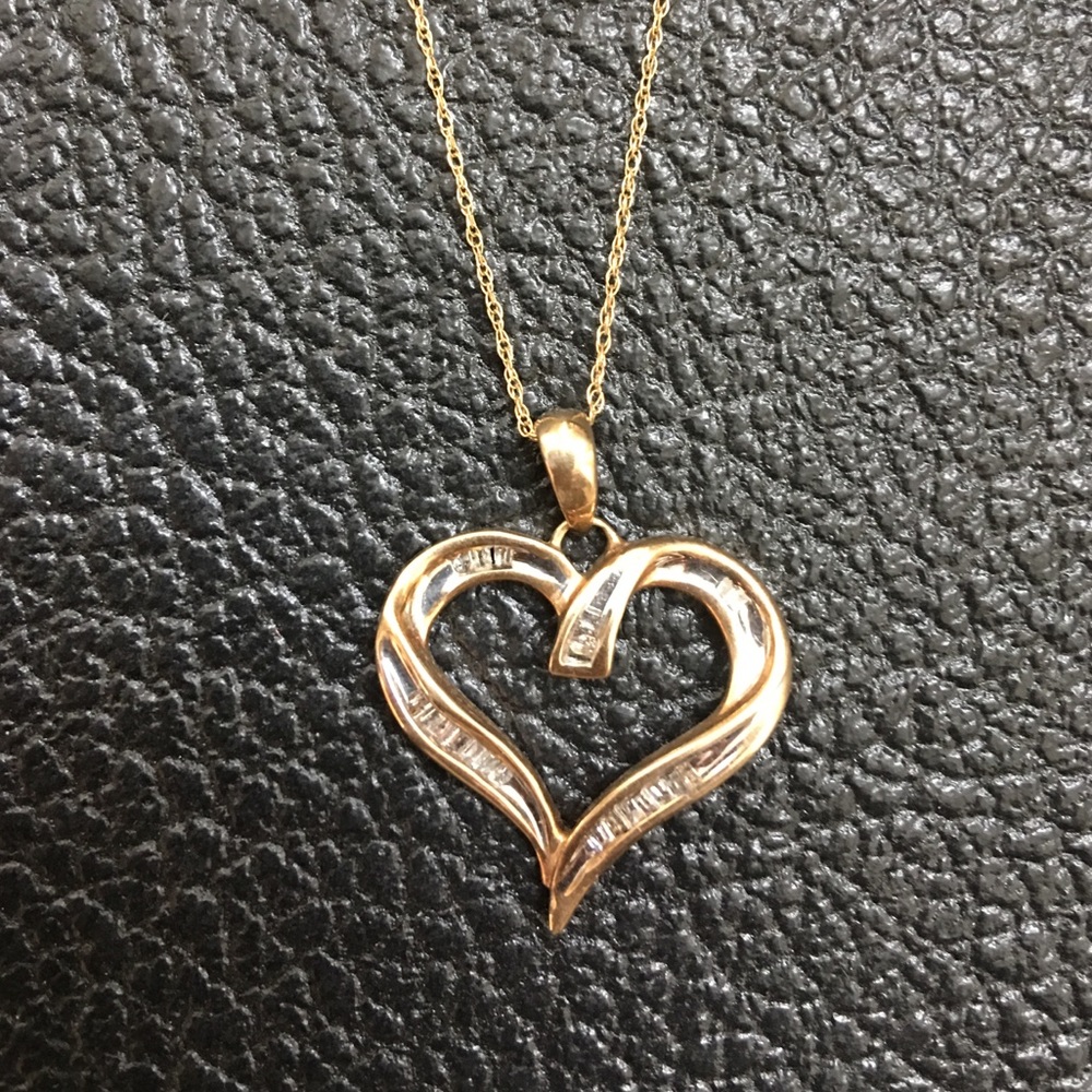 Gold and diamond heart necklace